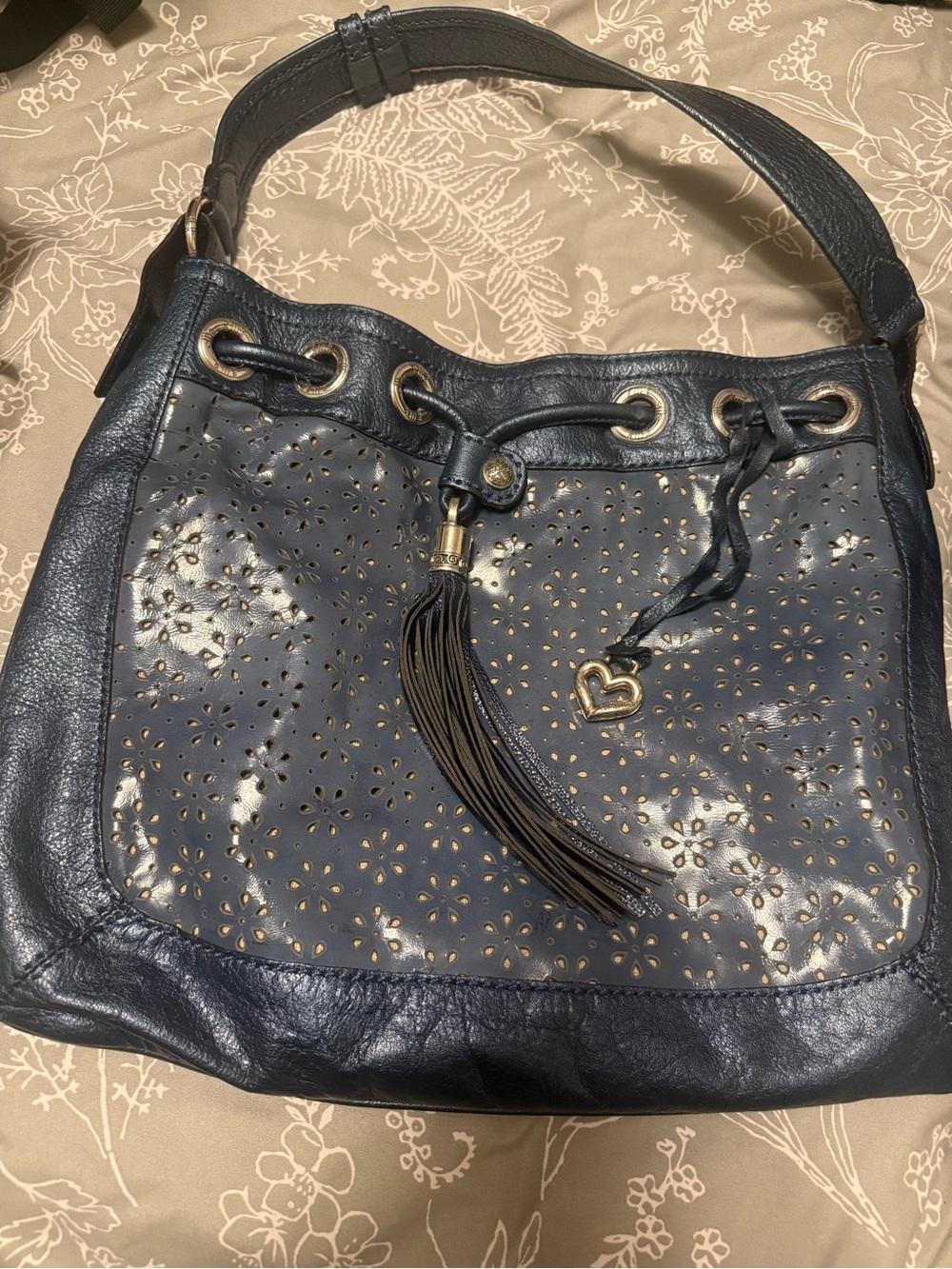 Brighton Hobo Shoulder Bag with Tassel and Heart Charm